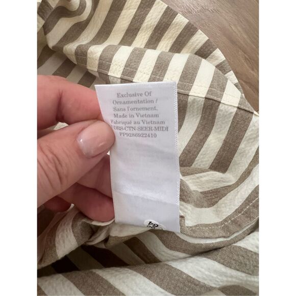 Everlane Striped Midi Dress in White and Tan - Picture 10 of 12